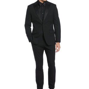 PERRY ELLIS SLIM FIT TEXTURED TUXEDO 2-PC SUIT